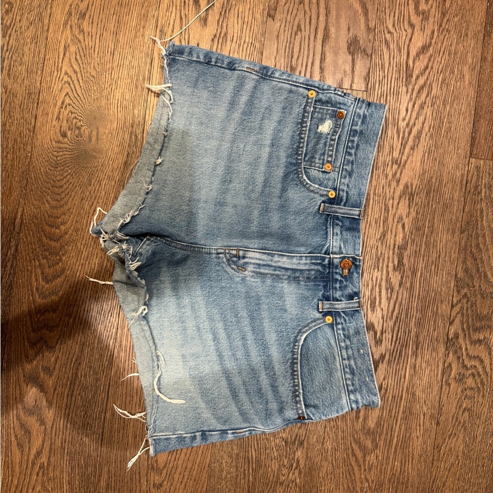Madewell Blue Jean Shorts Distressed Cut-Off Hem
